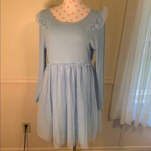Charming Blue Silver Star Child’s TuTu princess Dress Size XL Plus (14-16 NEW